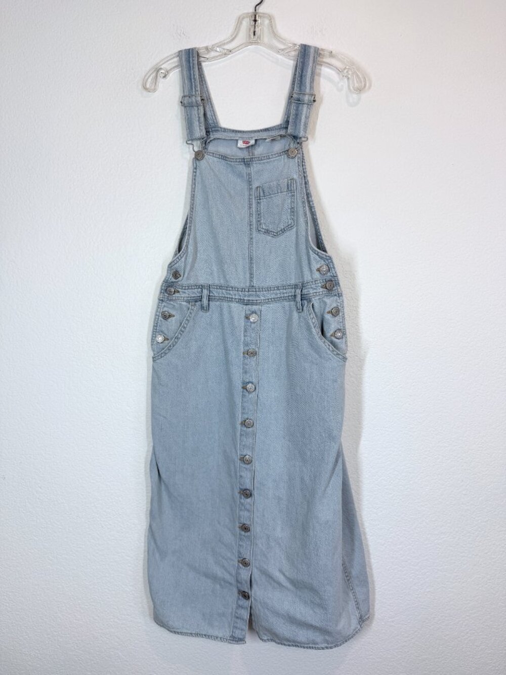 Levi's Denim Overall Dress Bib Jumper Pinafore Light Wash Y2K 90s Small - Picture 2 of 11